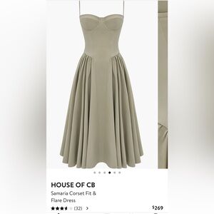 House of CB Green Pleated A-line Midi Skirt